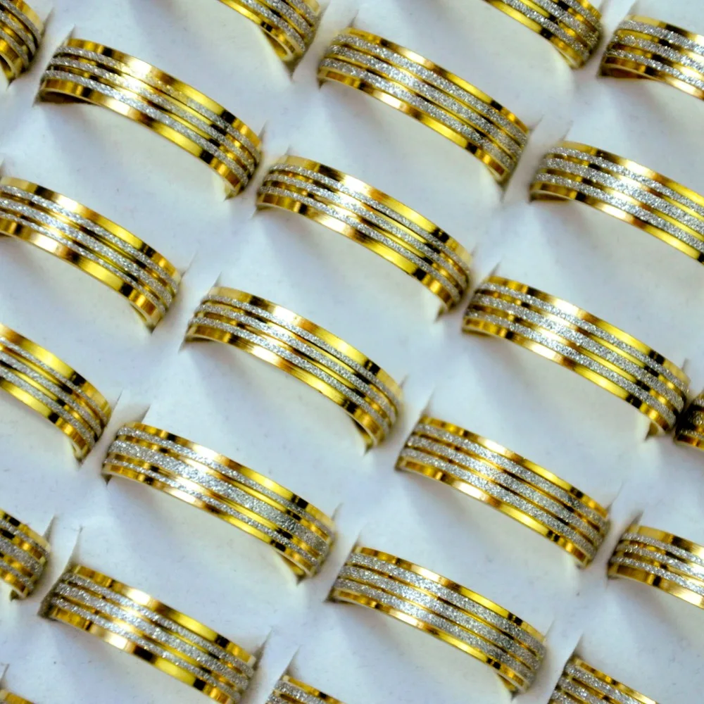 100Pcs Fashion Shiny Stripe Gold Stainless Steel Women's Rings WholeSale Jewelry Bulk Lots Free Shipping LR4084
100Pcs Fashion Shiny Stripe Gold Stainless Steel Women's Rings WholeSale Jewelry Bulk Lots Free Shipping LR4084