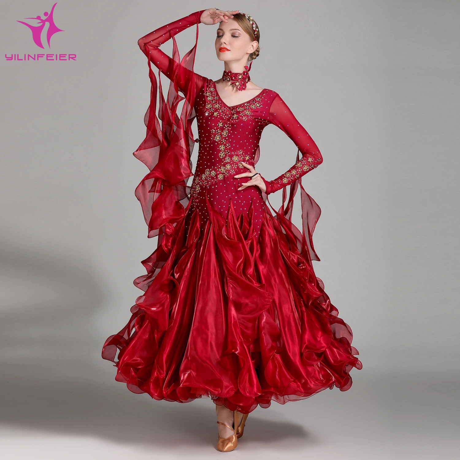YILINFEIER S7001 2018 NEW Modern Dance Costume Women Lady Adult Dancewear Waltzing Tango Ballroom Costume Evening Party Dress
YILINFEIER S7001 2018 NEW Modern Dance Costume Women Lady Adult Dancewear Waltzing Tango Ballroom Costume Evening Party Dress