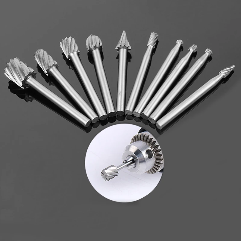 10pcs/Sets HSS Rotating Burr Wood Carving File Bit Rotary File Woodworking Milling Cutter Engraving Electric Grinding Cut Tools
10pcs/Sets HSS Rotating Burr Wood Carving File Bit Rotary File Woodworking Milling Cutter Engraving Electric Grinding Cut Tools