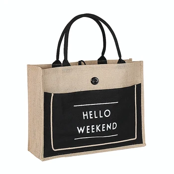 3 Color European Style Female Hello Weekend Jute Cotton Handbags Women Big Size Beach Bag For Girls Printing Shoulder Bags
3 Color European Style Female Hello Weekend Jute Cotton Handbags Women Big Size Beach Bag For Girls Printing Shoulder Bags