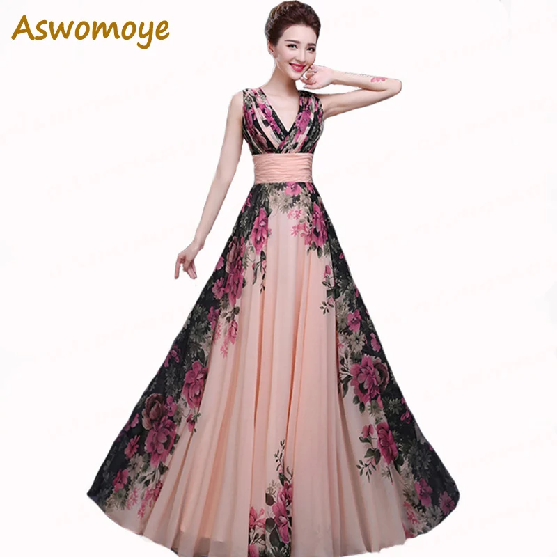 2018 New Arrival Flower Print Floor-Length Evening Dress Chiffon V-Neck Lace Up Evening Dresses Gowns Plus Size Custom Made LF43
2018 New Arrival Flower Print Floor-Length Evening Dress Chiffon V-Neck Lace Up Evening Dresses Gowns Plus Size Custom Made LF43