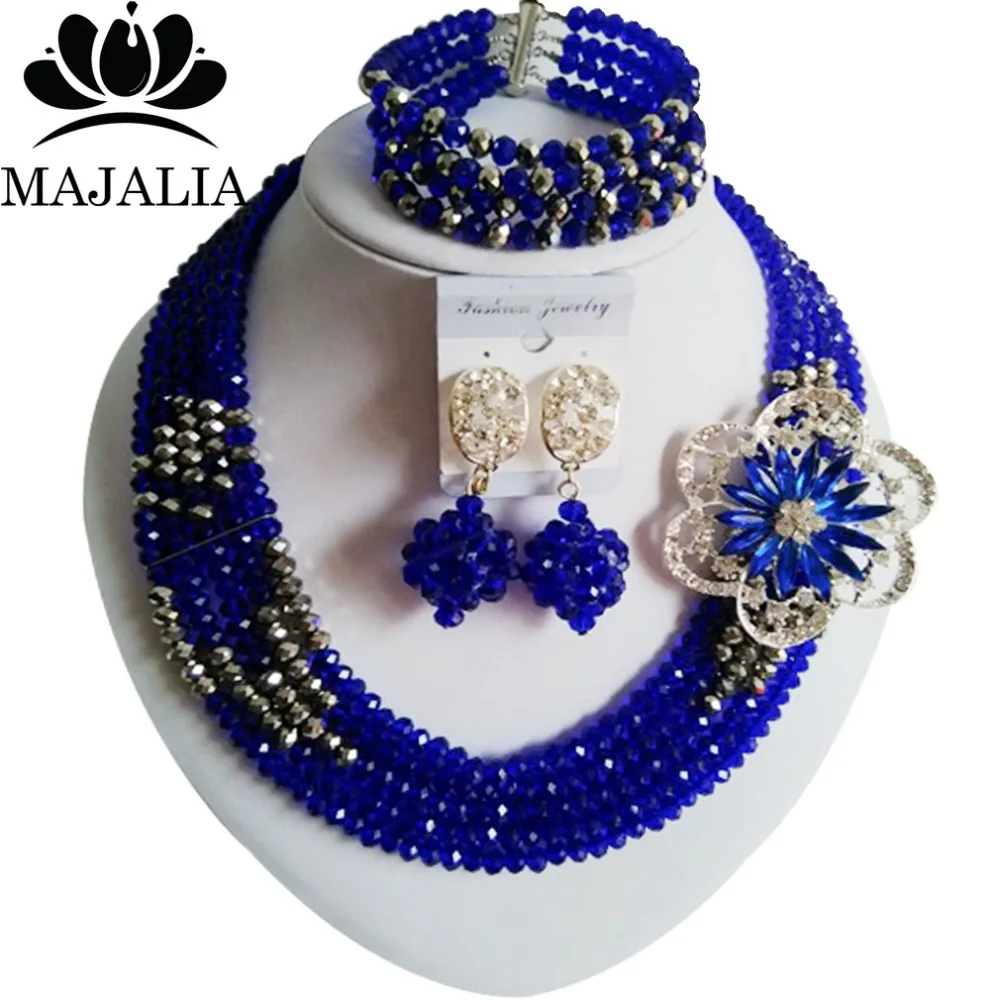 Trendy Nigeria Wedding african beads jewelry set Royal Blue Crystal necklace bracelet Bridal Jewelry sets Free shipping GG-445
Trendy Nigeria Wedding african beads jewelry set Royal Blue Crystal necklace bracelet Bridal Jewelry sets Free shipping GG-445