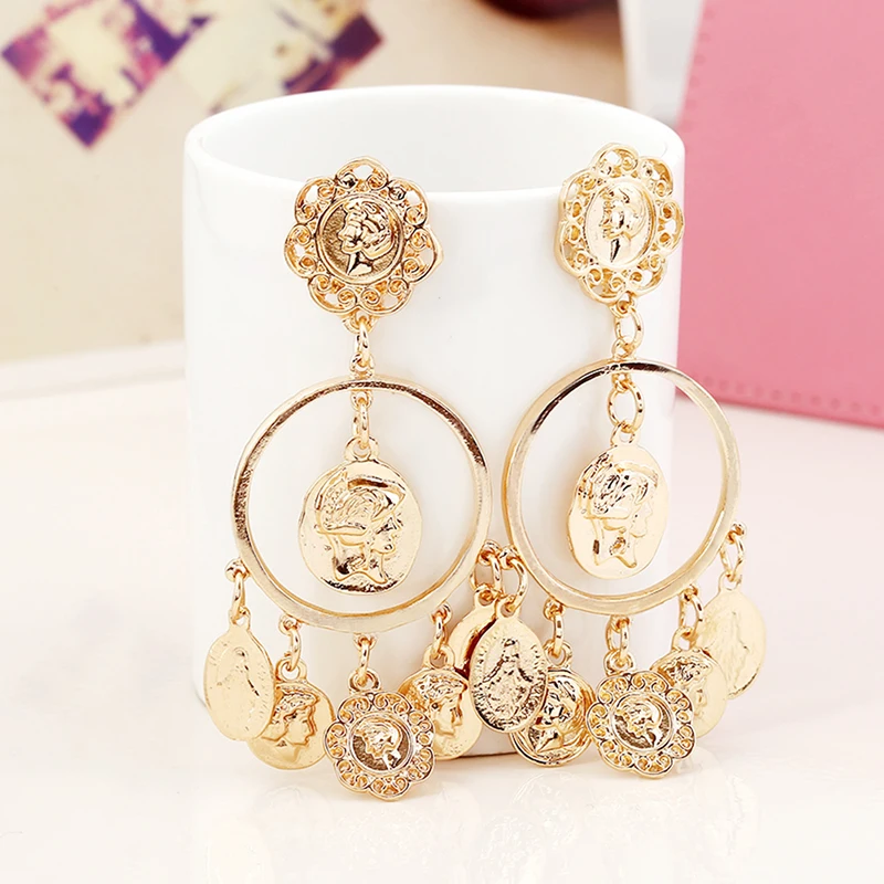 2018 New Baroque Coin Taeeel Long Drop Earrings Women Dangle Earrings Big Bohemia Jewelry Statement Brincos Pendientes
2018 New Baroque Coin Taeeel Long Drop Earrings Women Dangle Earrings Big Bohemia Jewelry Statement Brincos Pendientes