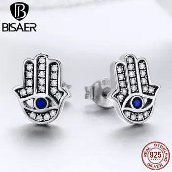 925 Sterling Silver Lucky Fatima's Hand Hamsa Hand Blue Eye Stud Earrings for Women Brincos 925 Fine Silver Jewelry Bijoux
925 Sterling Silver Lucky Fatima's Hand Hamsa Hand Blue Eye Stud Earrings for Women Brincos 925 Fine Silver Jewelry Bijoux
