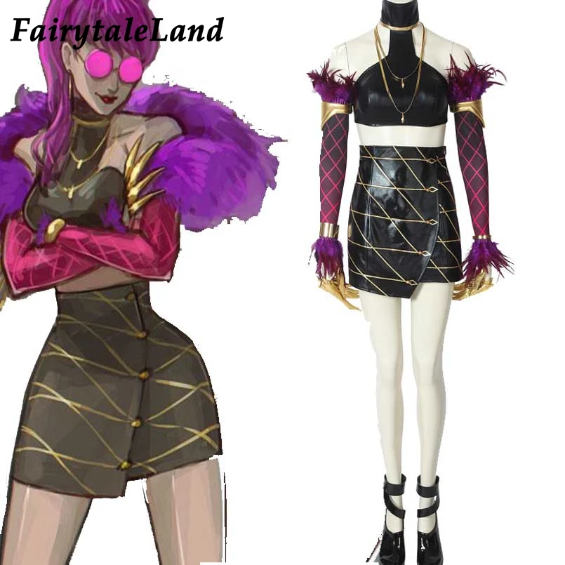 Game LOL League of Legends KDA Evelynn Game Cosplay Costume Lead Vocal Sexy Sling Tube top Full set Uniform with Skirt props
Game LOL League of Legends KDA Evelynn Game Cosplay Costume Lead Vocal Sexy Sling Tube top Full set Uniform with Skirt props