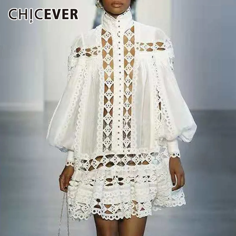 CHICEVER Summer Casual Solid Hollow Out Dress For Women Stand Collar Lantern Sleeve Loose Mini The Dresses 2019 Fashion New
CHICEVER Summer Casual Solid Hollow Out Dress For Women Stand Collar Lantern Sleeve Loose Mini The Dresses 2019 Fashion New