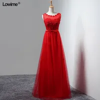 Cheap Wholesale A-Line Scoop Long Evening Dresses 2018 Sleeveless Pearls Flower Women Prom Party Dress In Stock image
