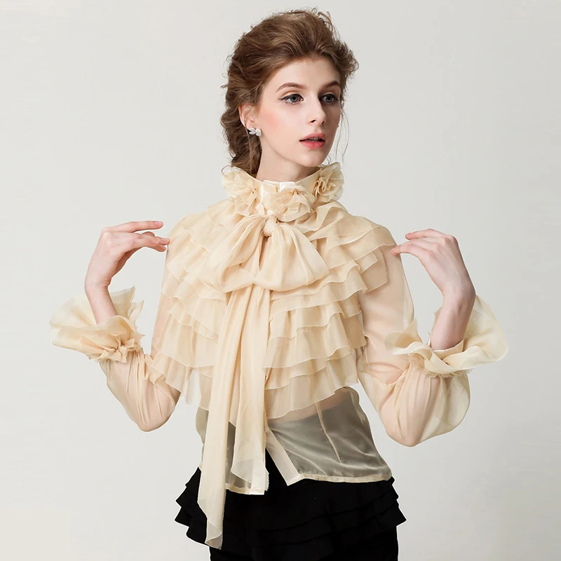 New style women's retro palace collar lace Blouses lotus leaf edge jacket, long sleeve women's wear high quality sexy transparen
New style women's retro palace collar lace Blouses lotus leaf edge jacket, long sleeve women's wear high quality sexy transparen