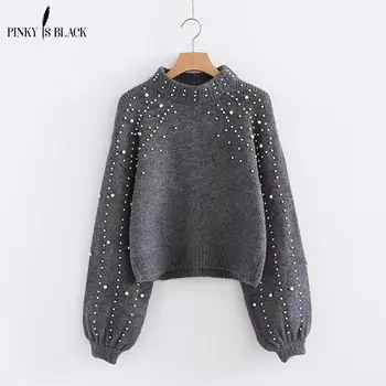 Pinky Is Black 2019 Pearl Beaded Loose Jumper Grey Crew Neck Lantern Sleeve Autumn Winter Women Sweaters and Pullovers Women Top
Pinky Is Black 2019 Pearl Beaded Loose Jumper Grey Crew Neck Lantern Sleeve Autumn Winter Women Sweaters and Pullovers Women Top