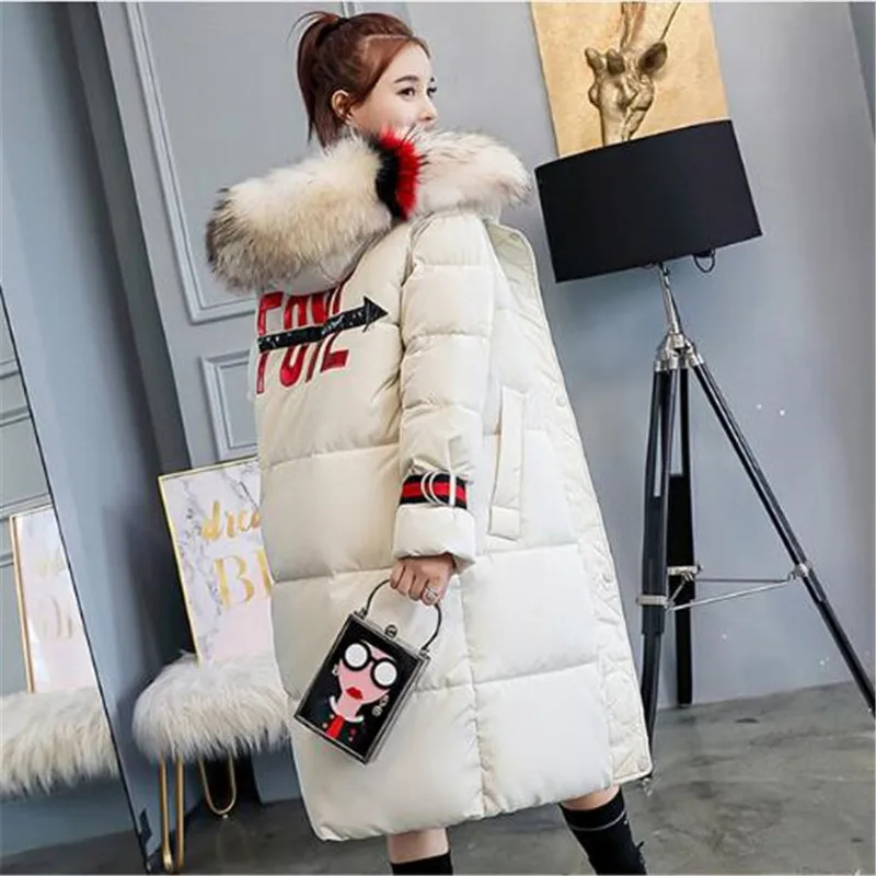 Women Long Winter Down Coat Fashion Female Big Fur Collar Duck Parkas Jacket Thick Warm Print Down Coat Slim Wadded Jacket
Women Long Winter Down Coat Fashion Female Big Fur Collar Duck Parkas Jacket Thick Warm Print Down Coat Slim Wadded Jacket