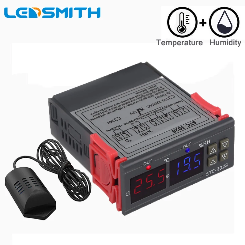 Dual Digital Thermostat Temperature Humidity Control STC-3028 Thermometer Hygrometer Controller AC 110V 220V DC 12V 24V 10A
Dual Digital Thermostat Temperature Humidity Control STC-3028 Thermometer Hygrometer Controller AC 110V 220V DC 12V 24V 10A