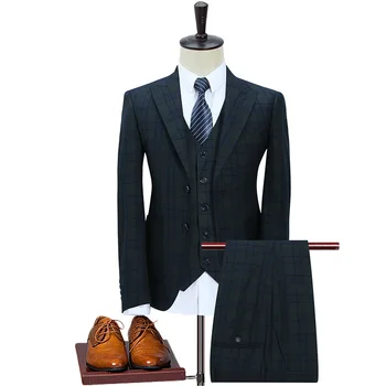 Men's suit new men's fashion slim green check suit three-piece suit (jacket + pants + vest) men's business casual suit
Men's suit new men's fashion slim green check suit three-piece suit (jacket + pants + vest) men's business casual suit