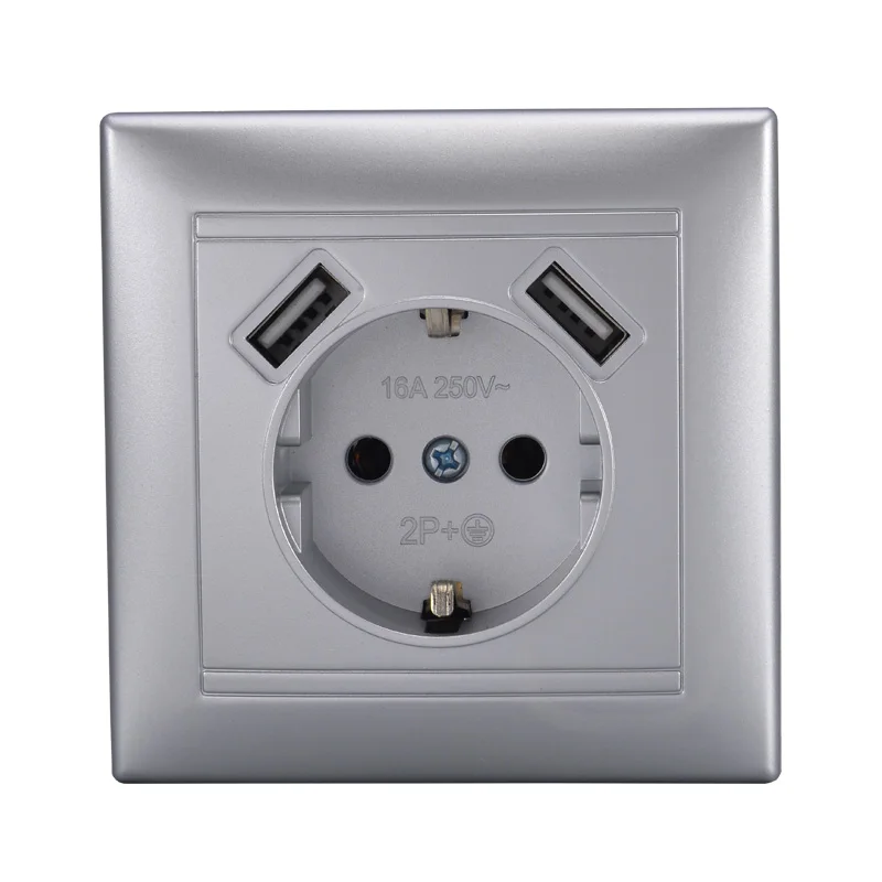 2 USB Wall Socket Free shipping Hot European standard wall adapter 5v 2A connector output with a USB socket 16A 250Vsliver LG-19
2 USB Wall Socket Free shipping Hot European standard wall adapter 5v 2A connector output with a USB socket 16A 250Vsliver LG-19