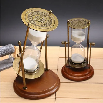 Hourglass sand timer 15 minutes 30 minutes wooden frame rotating hourglass home desk decoration