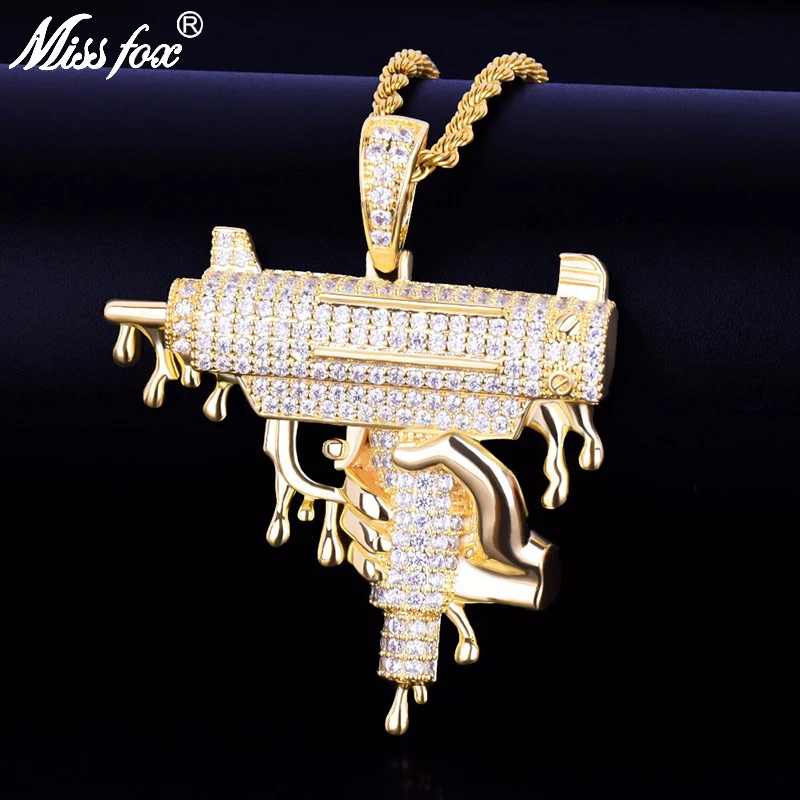 Missfox Hand Gun Shape Pendant Necklaces Hip Hop Gold Lab Diamond Cool Unique Personality Mens Cuba Chain Necklace Gift For Man
Missfox Hand Gun Shape Pendant Necklaces Hip Hop Gold Lab Diamond Cool Unique Personality Mens Cuba Chain Necklace Gift For Man