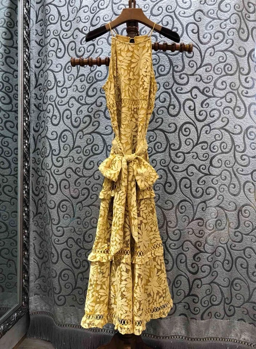 2019 Xia Xin Female Heavy Industry Water-Soluble Embroidery Lace with Lower Back and Shoulder Sling and Long Dress 608
2019 Xia Xin Female Heavy Industry Water-Soluble Embroidery Lace with Lower Back and Shoulder Sling and Long Dress 608
