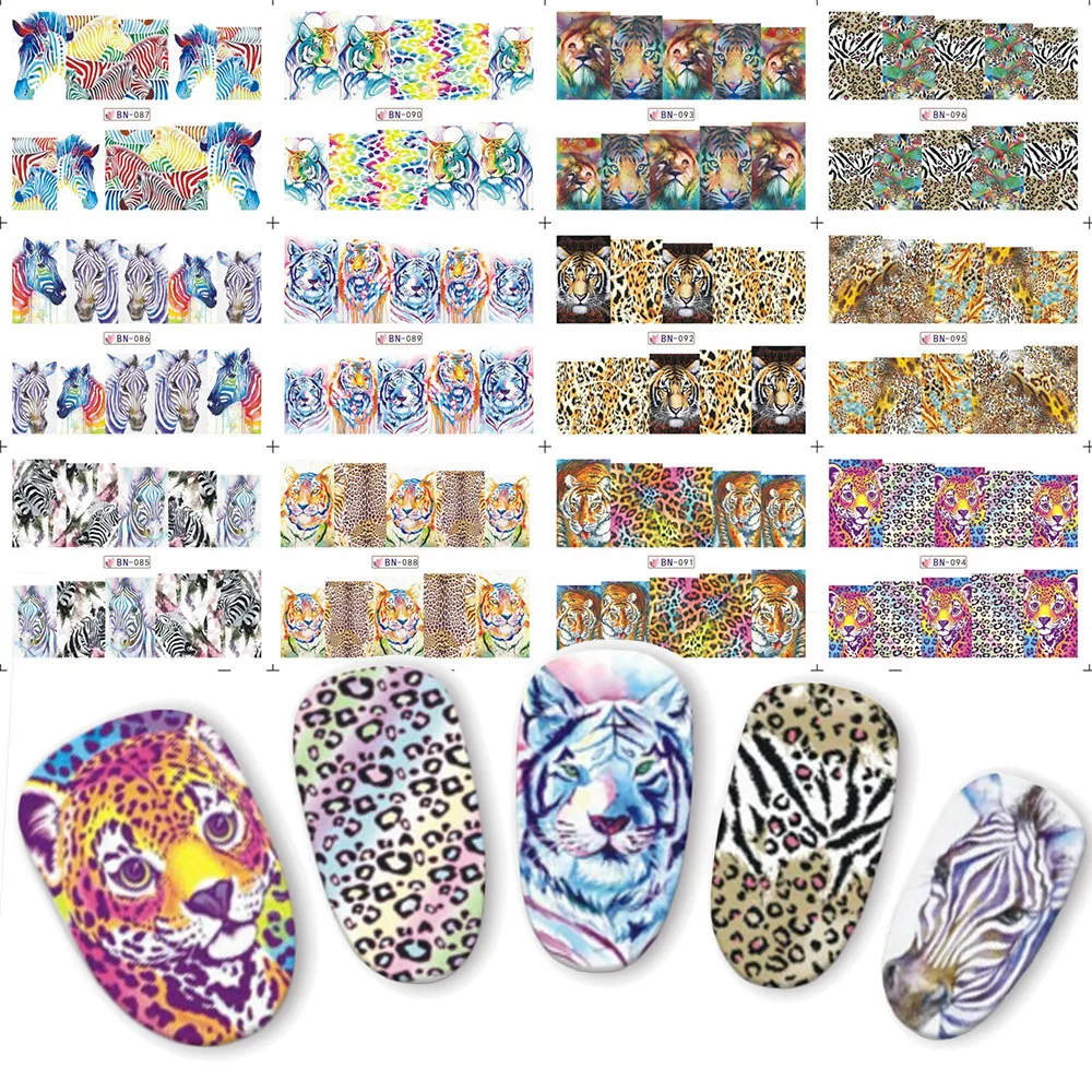 12PCS Leopard Lion Nail Sticker Animal Designs Water Transfer Nail Art Stickers Nails Decal Tips Decorations Slider BN085-096
12PCS Leopard Lion Nail Sticker Animal Designs Water Transfer Nail Art Stickers Nails Decal Tips Decorations Slider BN085-096