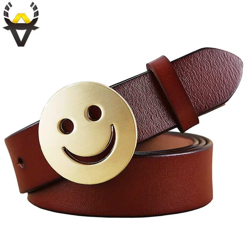 Smile face Pin buckle belt woman 2018 Fashion Genuine leather belts for women High quality Second layer cowskin strap for jeans
Smile face Pin buckle belt woman 2018 Fashion Genuine leather belts for women High quality Second layer cowskin strap for jeans