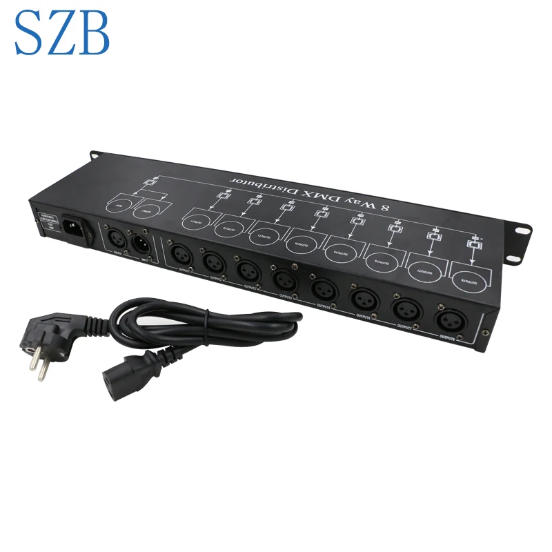 

SZB DMX512 Splitter Light Signal Amplifier Splitter 8 way DMX Distributor for moving head par cans stage dj effect/SZB-EL010