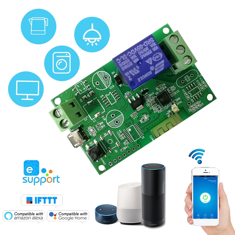 eWeLink 5V / 12V / 220V Wifi Switch Wireless Relay Module Remote Switch for Android/IOS APP Control For Smart Home Automation
eWeLink 5V / 12V / 220V Wifi Switch Wireless Relay Module Remote Switch for Android/IOS APP Control For Smart Home Automation