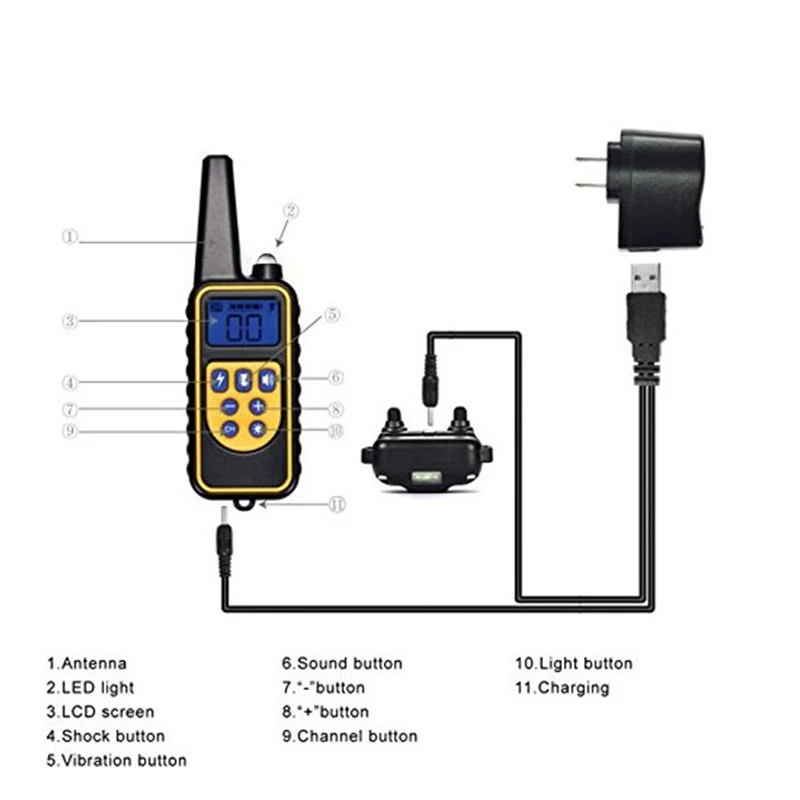 Rechargeable Waterproof Electronic Dog Training Collar Stop Barking LCD Display 800m Remote Electronic Shock Training Collars10