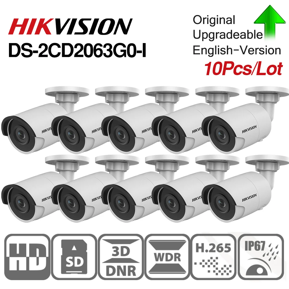 Hikvision Original 6mp IR Fixed Bullet Camera DS-2CD2063G0-I IP67 Network IP Wired POE IR30m security SD Card Slot 10pcs/lot
Hikvision Original 6mp IR Fixed Bullet Camera DS-2CD2063G0-I IP67 Network IP Wired POE IR30m security SD Card Slot 10pcs/lot