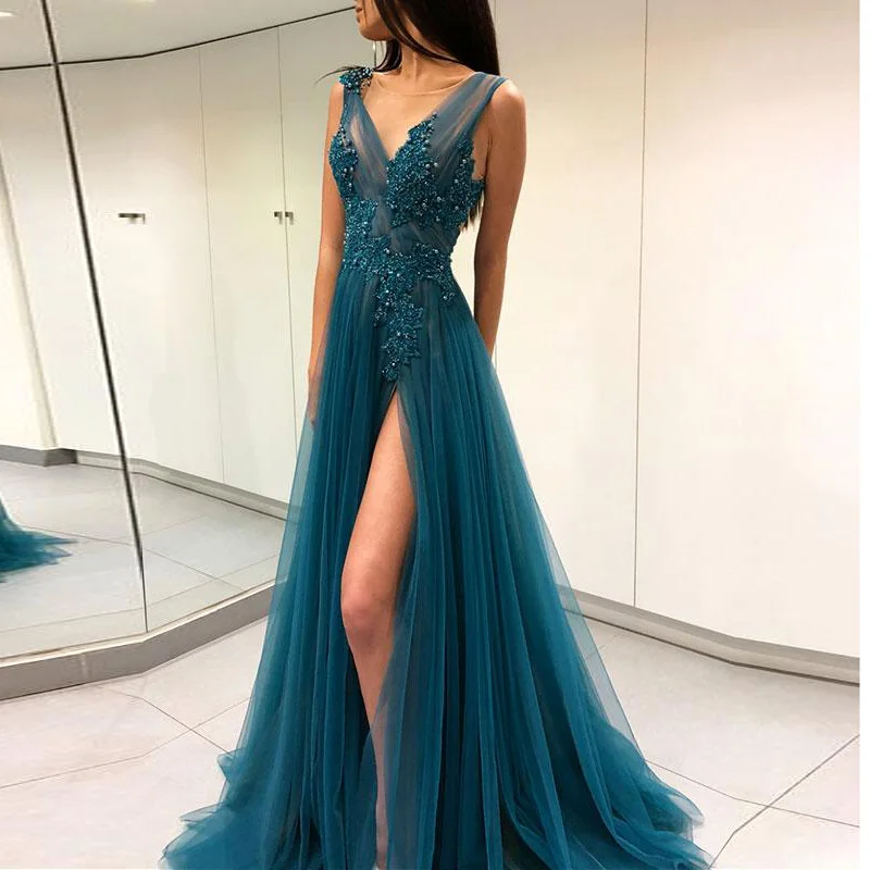 Eightale Long Evening Dress 2019 V Neck A-Line High Split Graduation Dress for Party Appliques Elegant Prom Gown Free Shipping
Eightale Long Evening Dress 2019 V Neck A-Line High Split Graduation Dress for Party Appliques Elegant Prom Gown Free Shipping