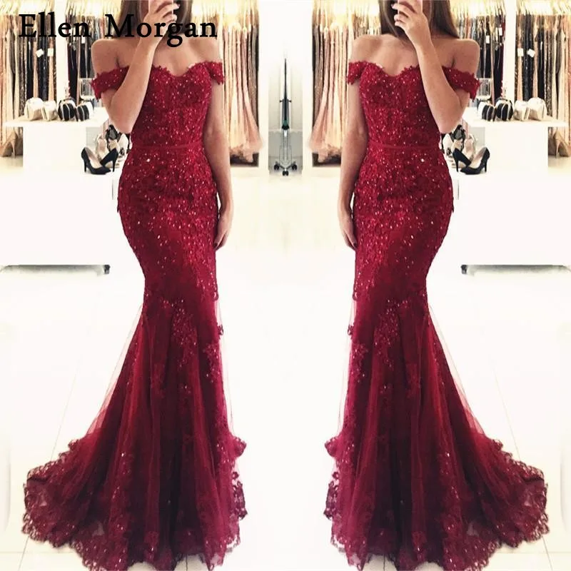 Burgundy Mermaid Evening Dresses 2019 Sexy Sweetheart Off Shoulder Lace Beaded Shiny Zipper Long Prom Gowns for Women Wear
Burgundy Mermaid Evening Dresses 2019 Sexy Sweetheart Off Shoulder Lace Beaded Shiny Zipper Long Prom Gowns for Women Wear