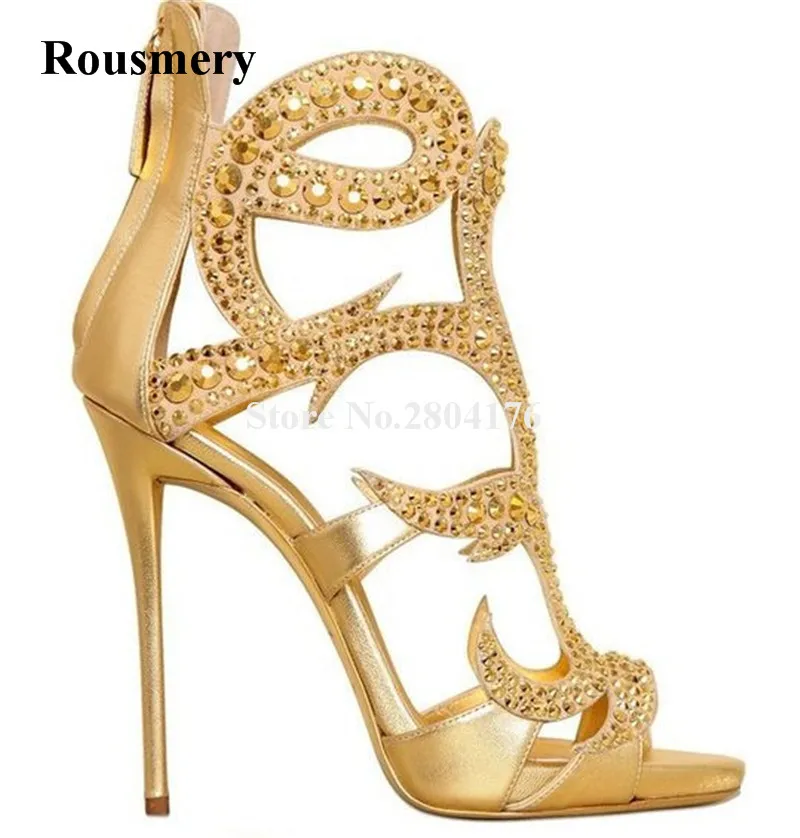Women Luxury Rhinestone Gold Black Stiletto Heel Gladiator Sandals Open Toe Crystal Cut-out High Heel Sandals Dress Shoes
Women Luxury Rhinestone Gold Black Stiletto Heel Gladiator Sandals Open Toe Crystal Cut-out High Heel Sandals Dress Shoes