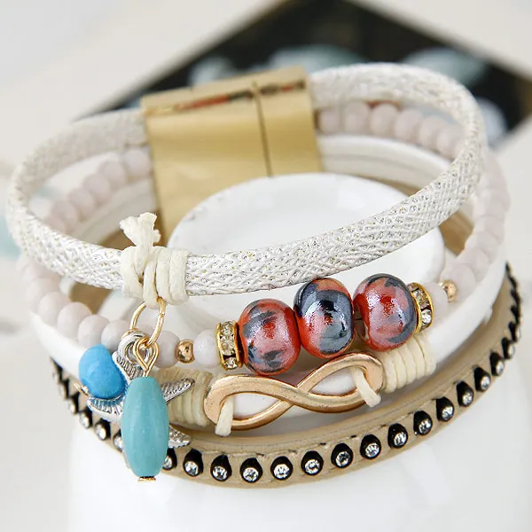 LEMOER Bohemian Fashion Jewelry 8 Infinity Starfish Ceramic Beads Charm Bracelets & Bangles Magnetic Leather Bracelet For Women
LEMOER Bohemian Fashion Jewelry 8 Infinity Starfish Ceramic Beads Charm Bracelets & Bangles Magnetic Leather Bracelet For Women