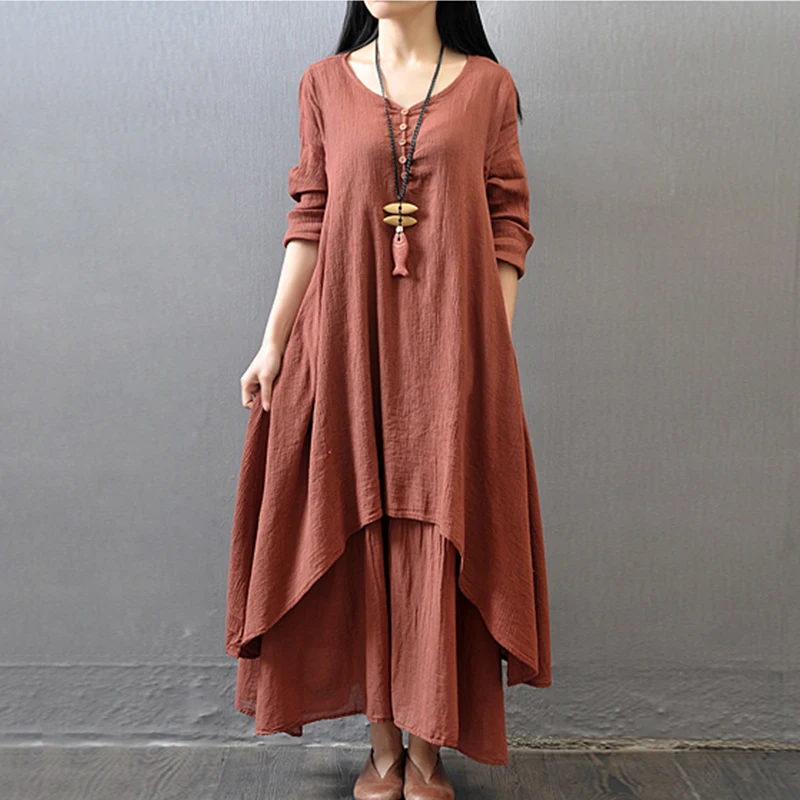 Cotton Linen Dress Women Casual 2019 Loose Dress Solid Long Sleeve Boho Ethnic Autumn Long Maxi Dresses Plus Size vestido mujer
Cotton Linen Dress Women Casual 2019 Loose Dress Solid Long Sleeve Boho Ethnic Autumn Long Maxi Dresses Plus Size vestido mujer