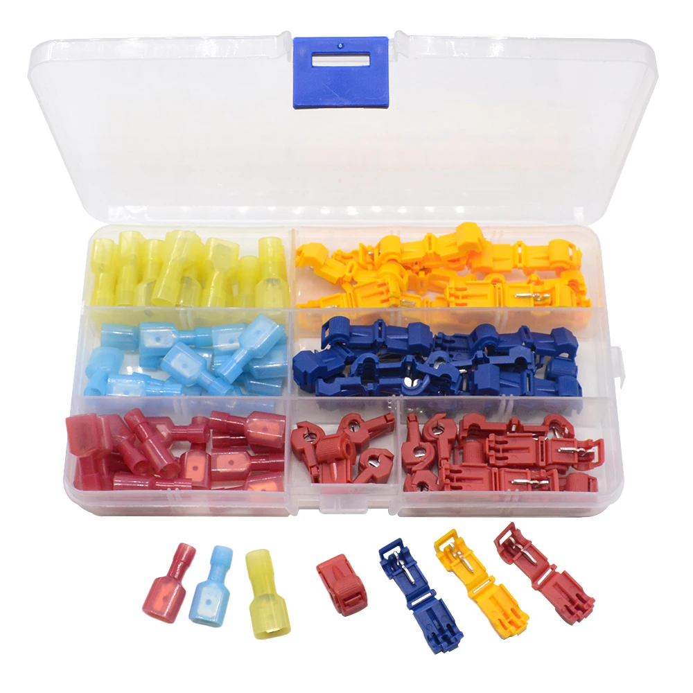 90PCS/BOX T Type Electrical Connectors Quick Wire Splice Taps and Insulated Male Quick Disconnect Terminals T1 T2 T3
90PCS/BOX T Type Electrical Connectors Quick Wire Splice Taps and Insulated Male Quick Disconnect Terminals T1 T2 T3
