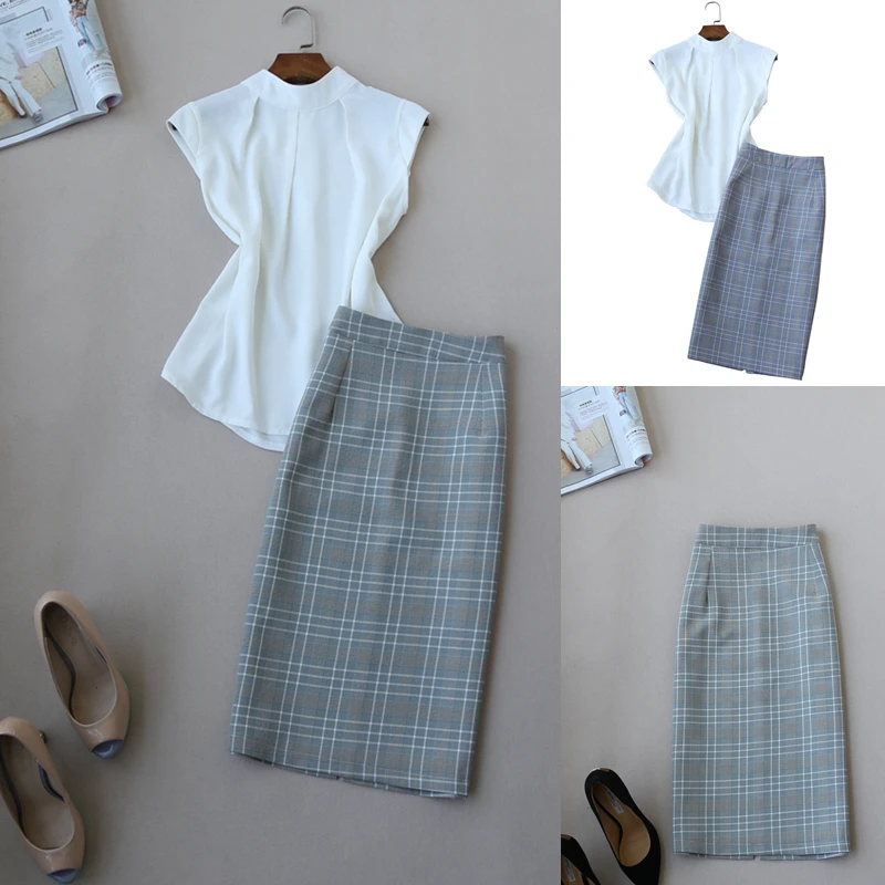 2018 NEW Fashion OL Work Wear Chiffon Top and Classic Plaid Pattern Suit Skirt Summer Clothing Set
2018 NEW Fashion OL Work Wear Chiffon Top and Classic Plaid Pattern Suit Skirt Summer Clothing Set