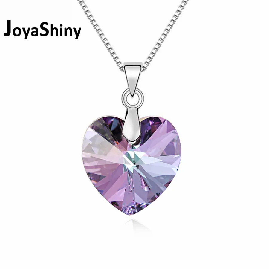 

Joyashiny Quality Original Crystals From Swarovski Heart Pendant Necklaces Women Handmade Maxi Collares Valentine's Day Gift