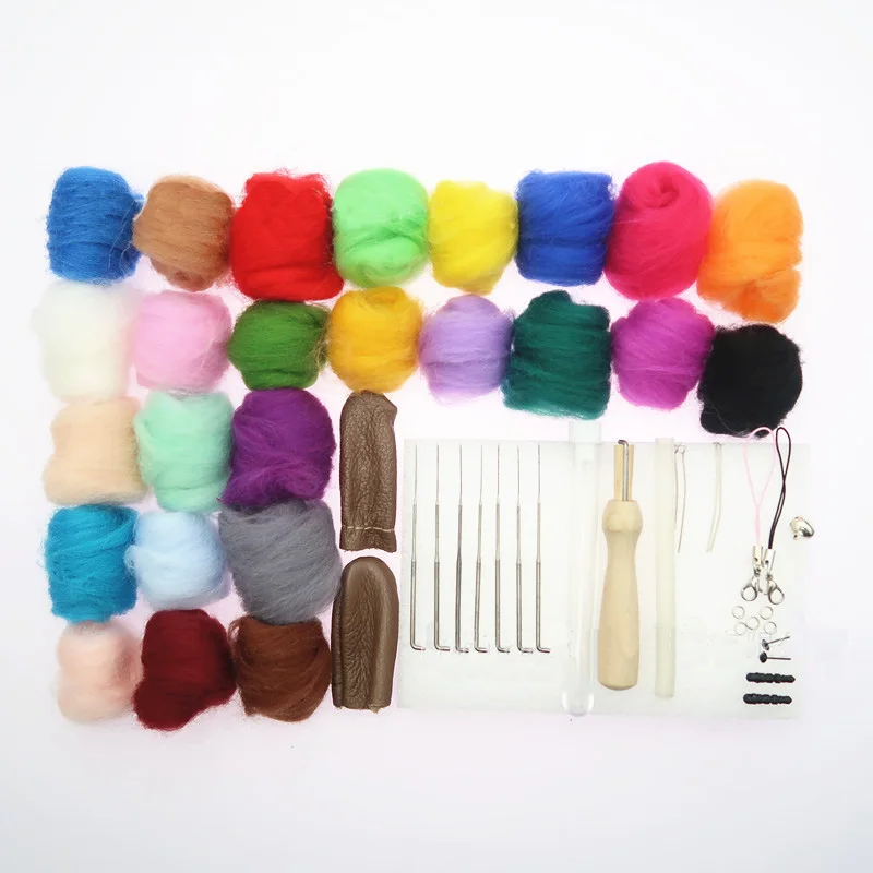 25Color Wool Felt Roving Wool Felting Tool Kit Fiber Material with Felt Needle Set Weaving Needlework Craft Kits
25Color Wool Felt Roving Wool Felting Tool Kit Fiber Material with Felt Needle Set Weaving Needlework Craft Kits