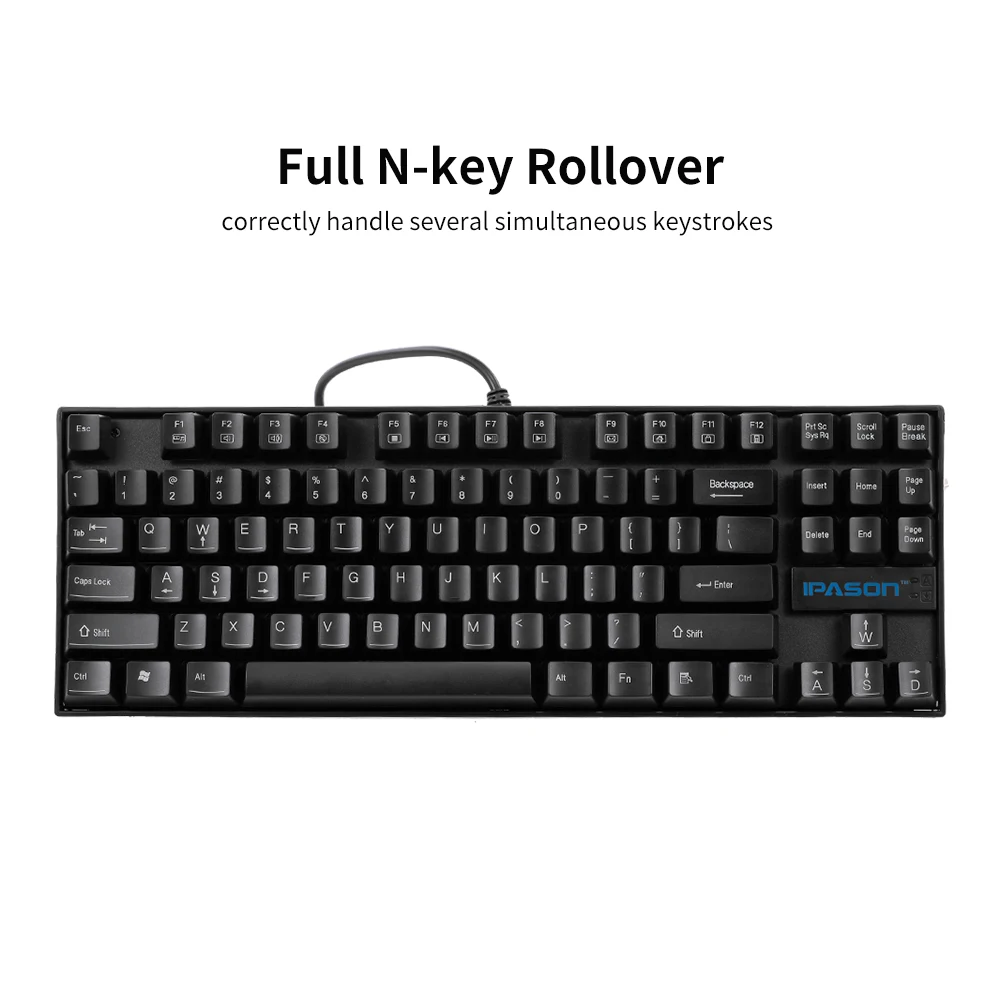 Gaming Keyboard IPASON Mechanical 87-key Metal Gaming Keyboard Blue Switch N-key Rollover Keyboard for Office and Game Use
Gaming Keyboard IPASON Mechanical 87-key Metal Gaming Keyboard Blue Switch N-key Rollover Keyboard for Office and Game Use