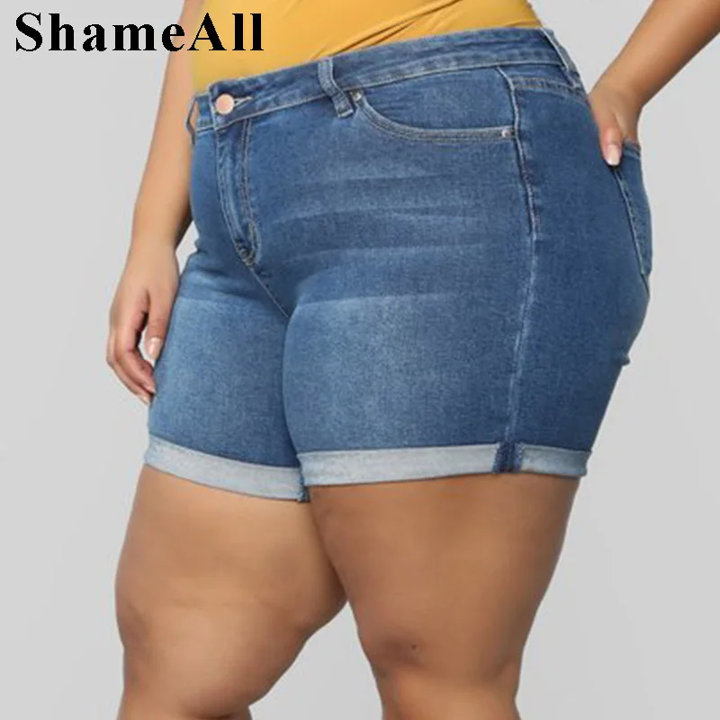 Plus Size Blue Crimping Europe Short Denim Jeans For Women 3XL 4XL Summer Casual Rolled Hem Stretch Skinny Hot Shorts Pants
Plus Size Blue Crimping Europe Short Denim Jeans For Women 3XL 4XL Summer Casual Rolled Hem Stretch Skinny Hot Shorts Pants