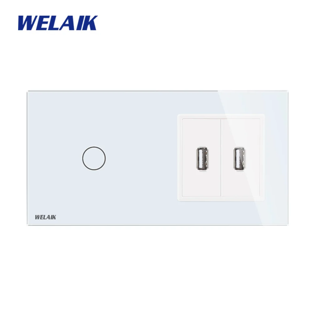 WELAIK 2Frame-1Gang-1Way USB-socket-Crystal Glass-Panel Wall-Switch EU-Touch Switch-Screen AC110~250V A291182USCW/B
WELAIK 2Frame-1Gang-1Way USB-socket-Crystal Glass-Panel Wall-Switch EU-Touch Switch-Screen AC110~250V A291182USCW/B