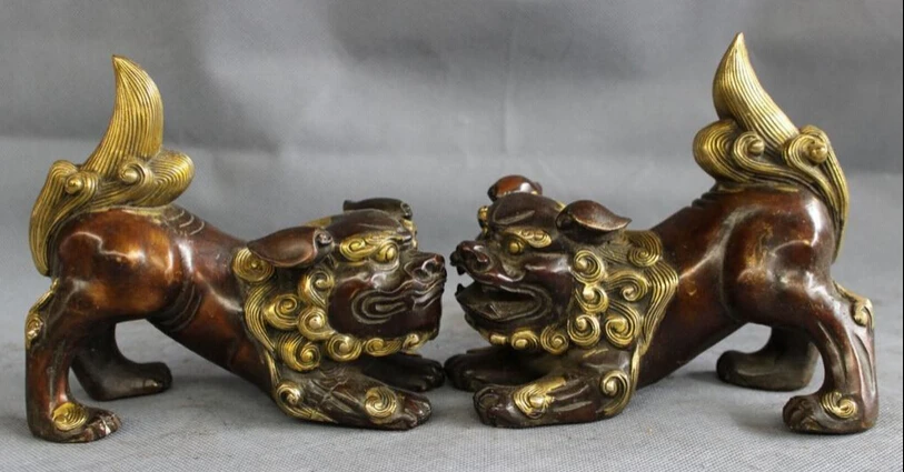 JP S0608 Chinese Bronze Gilt FengShui Wealth Foo Fu Dog Lion Head PiXiu Statue Set Pair B0403
JP S0608 Chinese Bronze Gilt FengShui Wealth Foo Fu Dog Lion Head PiXiu Statue Set Pair B0403
