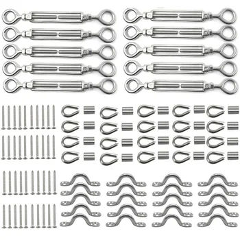 10PCS M5 Stainless Steel Eye to Eye Turnbuckle Heavy Duty Stainless Cable Railing with M3 Thimble Screws Clips Loop Sleeves
10PCS M5 Stainless Steel Eye to Eye Turnbuckle Heavy Duty Stainless Cable Railing with M3 Thimble Screws Clips Loop Sleeves