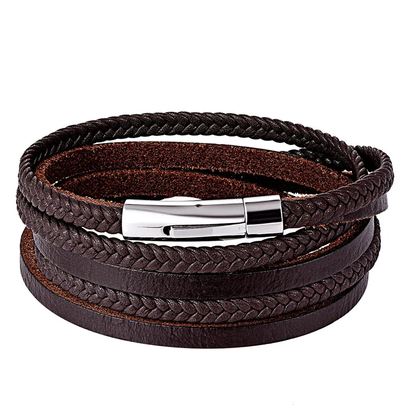 XiongHang Fashion Multilayer Genuine Leather Bracelet Men Jewelry Stainless Steel Bangle Wrap Braid Black Brown 3 Layer Bracelet
XiongHang Fashion Multilayer Genuine Leather Bracelet Men Jewelry Stainless Steel Bangle Wrap Braid Black Brown 3 Layer Bracelet