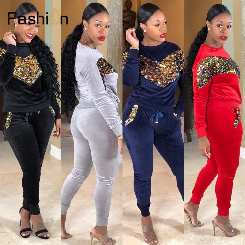 Thick Velvet Sequin 2 Piece Set Women Tracksuit Hoodies Tops and Pant Casual Outfits Suits Fall Winter Velour Sweatsuit Sets
Thick Velvet Sequin 2 Piece Set Women Tracksuit Hoodies Tops and Pant Casual Outfits Suits Fall Winter Velour Sweatsuit Sets