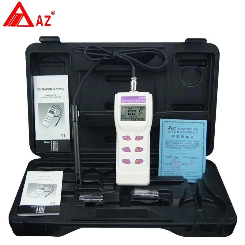 AZ8306 Conductivity / TDS / Salt / Temperature Water Quality analysis Analyzers meter RS232, us ppm ppt
AZ8306 Conductivity / TDS / Salt / Temperature Water Quality analysis Analyzers meter RS232, us ppm ppt