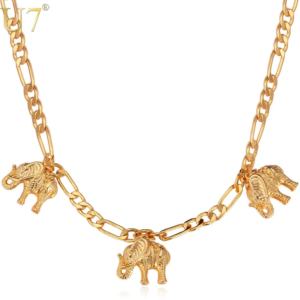 U7 Unique Design Gold Color Unisex Fashion Jewelry Trendy Figaro Chain Small Elephant Charms Choker Necklaces N331
U7 Unique Design Gold Color Unisex Fashion Jewelry Trendy Figaro Chain Small Elephant Charms Choker Necklaces N331
