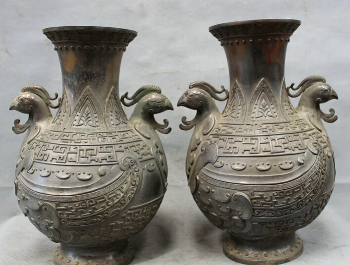 USPS to USA S1719 13" Chinese Dynasty Palace Pure Bronze Copper Phoenix Head Statue Vase Pot Pair B0401
USPS to USA S1719 13" Chinese Dynasty Palace Pure Bronze Copper Phoenix Head Statue Vase Pot Pair B0401