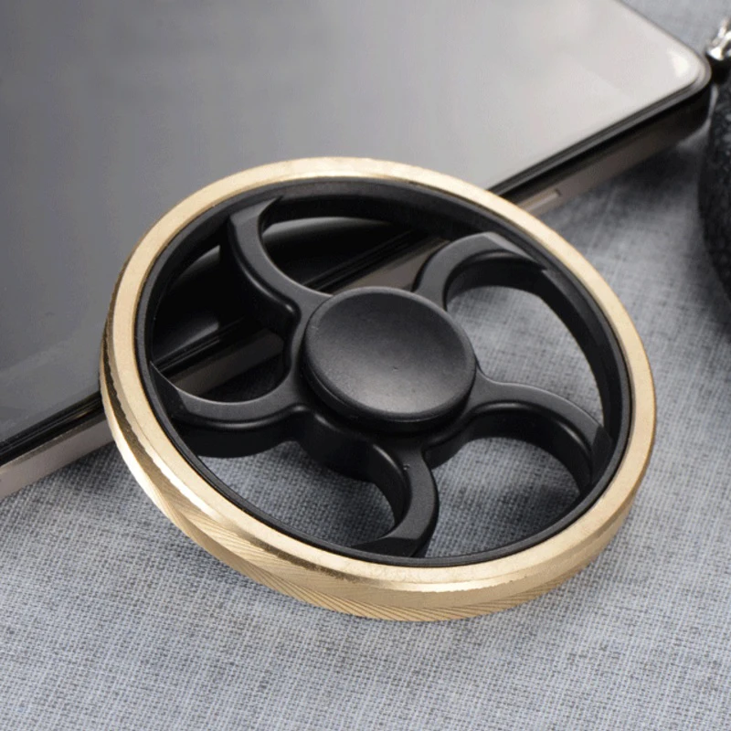 

Round Fingertip Gyro Hand Finger Spinner Anti Stress Relief Toy EDC Spinner Metal Adult Autism ADHD Anxiety Reliever Gold Wheel