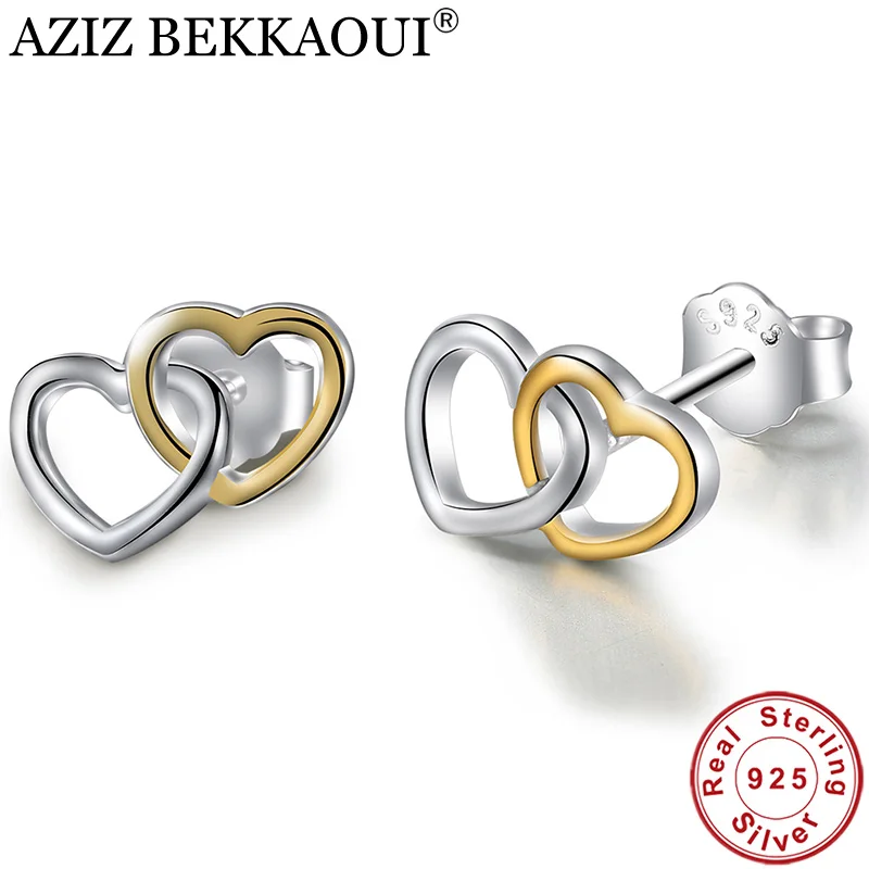 AZIZ BEKKAOUI 100% 925 Sterling Silver Small Heart to Heart Stud Earrings for Women Double Heart Earrings Christmas Gift
AZIZ BEKKAOUI 100% 925 Sterling Silver Small Heart to Heart Stud Earrings for Women Double Heart Earrings Christmas Gift
