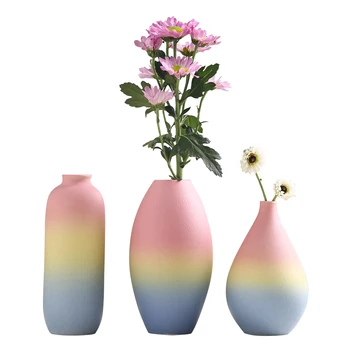 Exquisite rainbow texture color ceramic tabletop small vase Brief Color gradient art decorative vase
Exquisite rainbow texture color ceramic tabletop small vase Brief Color gradient art decorative vase