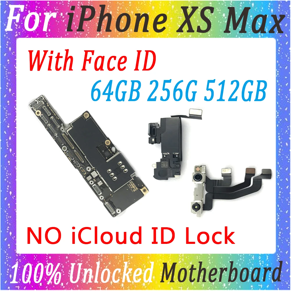 Original Unlocked Motherboard For iPhone XS Max with Face ID Full with Chips Logic Board 64GB 256GB 512GB FREE iCloud replace MB
Original Unlocked Motherboard For iPhone XS Max with Face ID Full with Chips Logic Board 64GB 256GB 512GB FREE iCloud replace MB