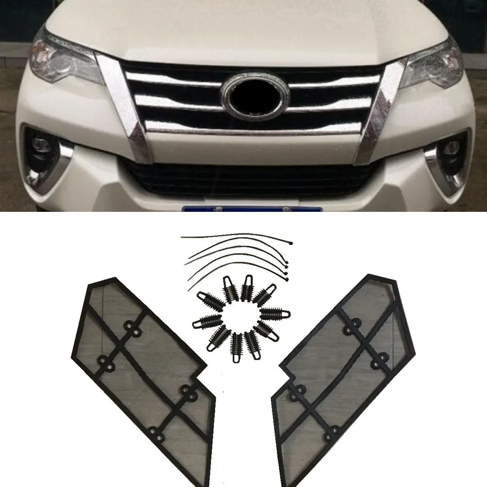 2 шт. нержавеющая сталь Передняя решетка насекомых экран для Toyota Fortuner 2015 2016 2017 2018